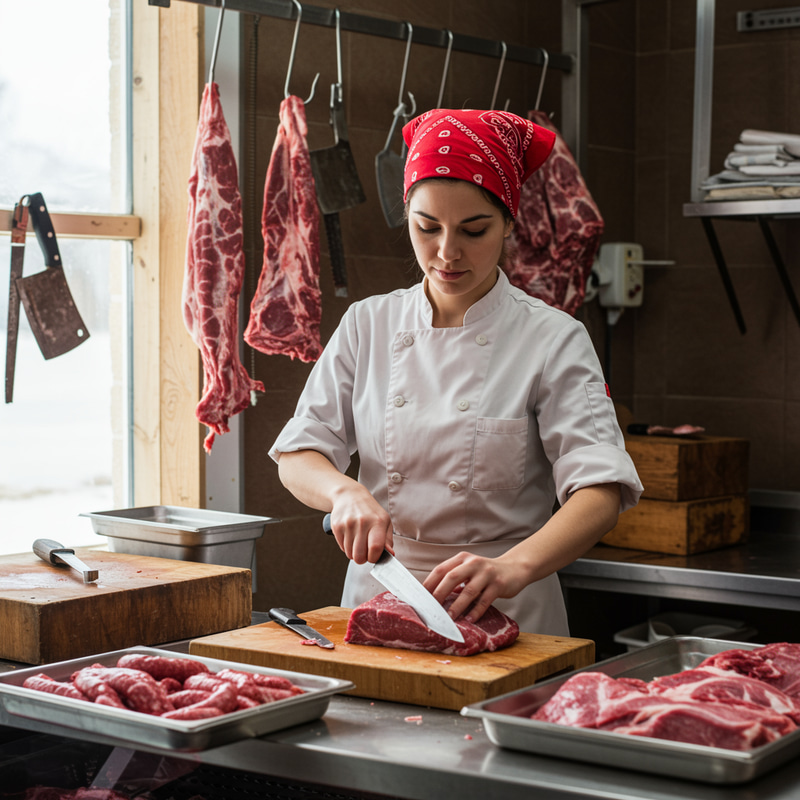 Expert Butcher Woman - Crafting Quality Meats