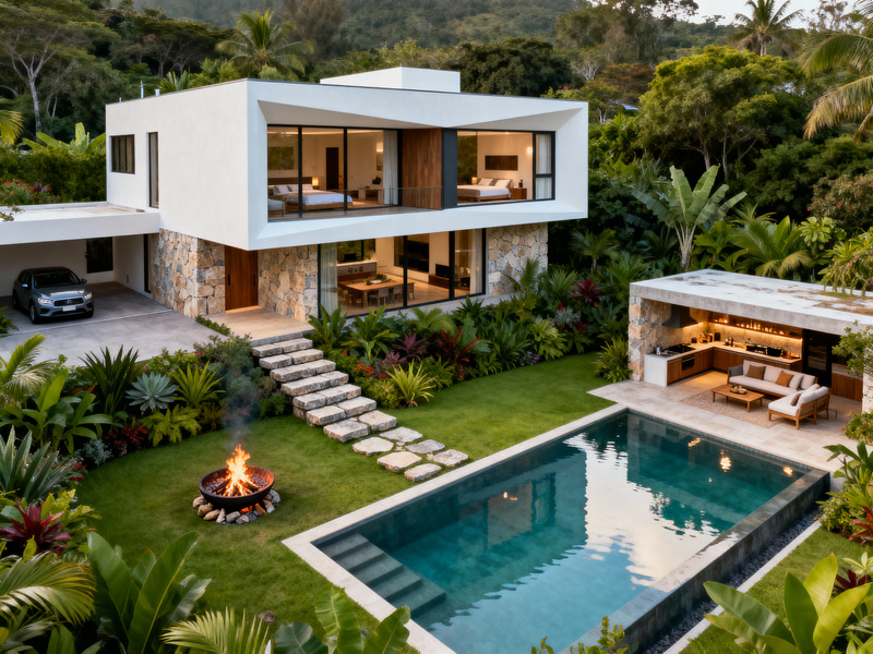 Modern Two-Storey House with Pool & Garden