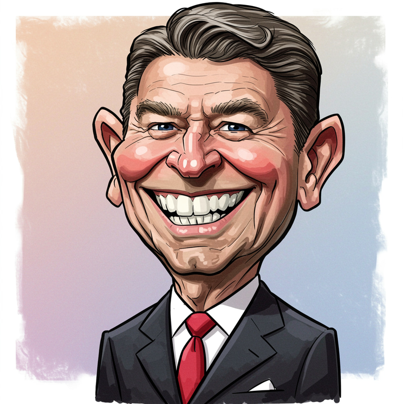 Funny Ronald Reagan Caricature Art Funny Ronald Reagan Caricature Art