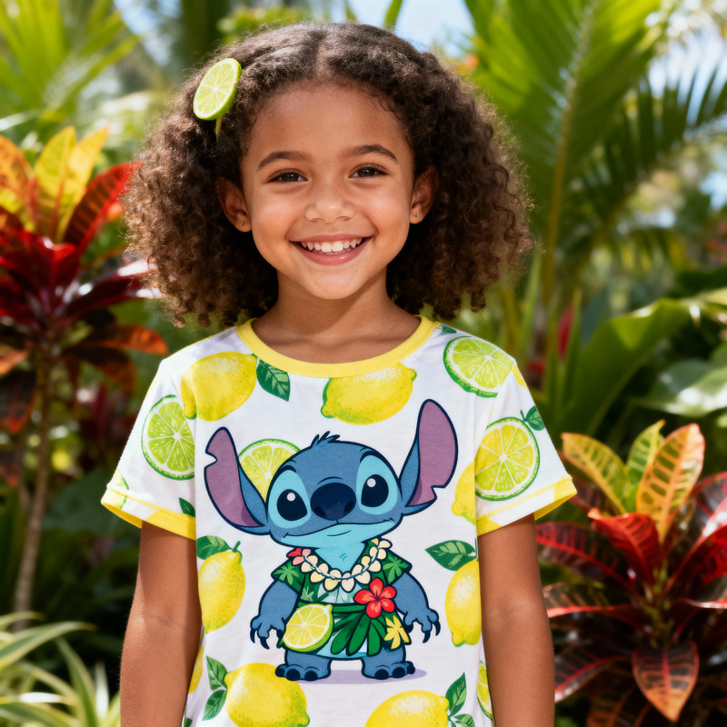 Cute Girl in Lemon Stitch Pajamas in Hawaii Cute Girl in Lemon Stitch Pajamas in Hawaii