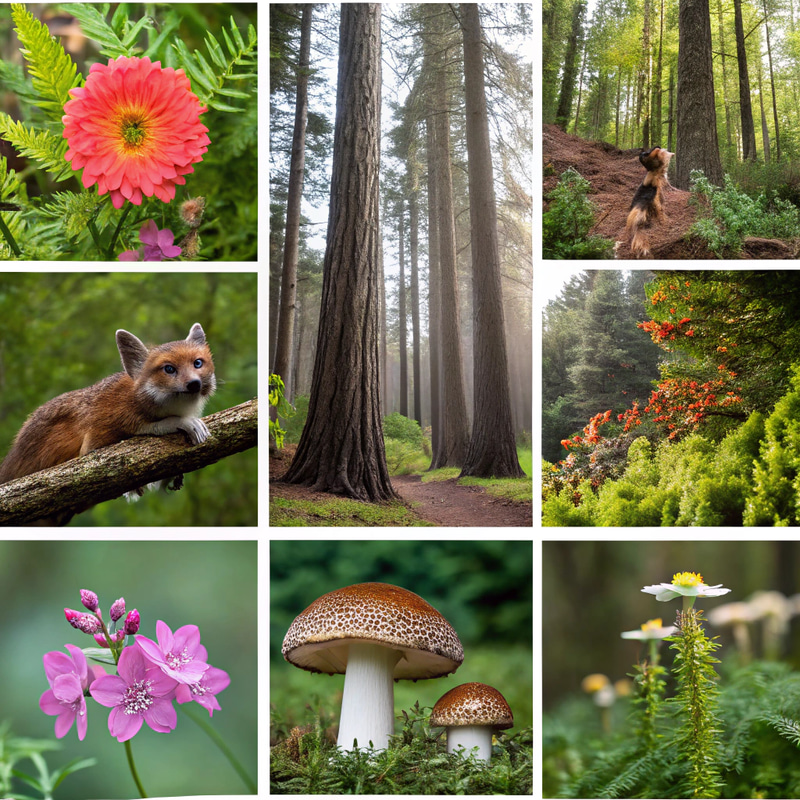 Diverse Forest Species: A Visual Collage Diverse Forest Species: A Visual Collage