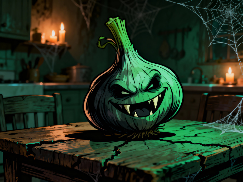 Creepy Cartoon Style Garlic Art