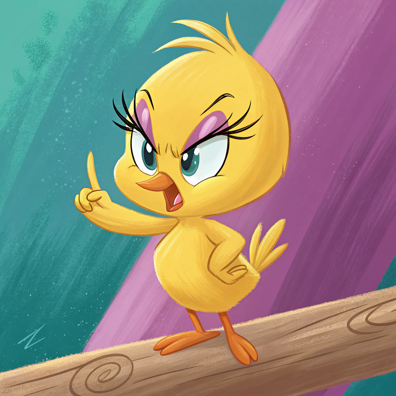 Fierce Tweety Bird Art - Cartoon Style Fierce Tweety Bird Art - Cartoon Style