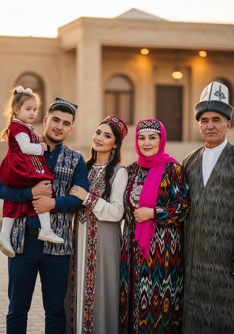 Traditional Turkmen Family Portrait - Love & Unity Traditional Turkmen Family Portrait - Love & Unity