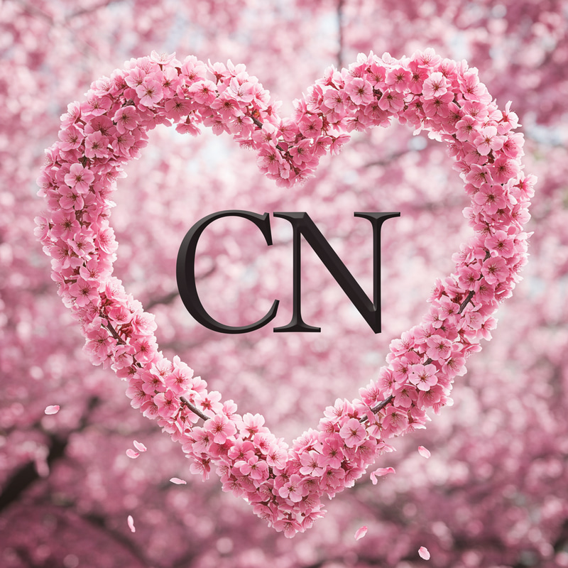 CN Letters with Cherry Blossoms Art CN Letters with Cherry Blossoms Art