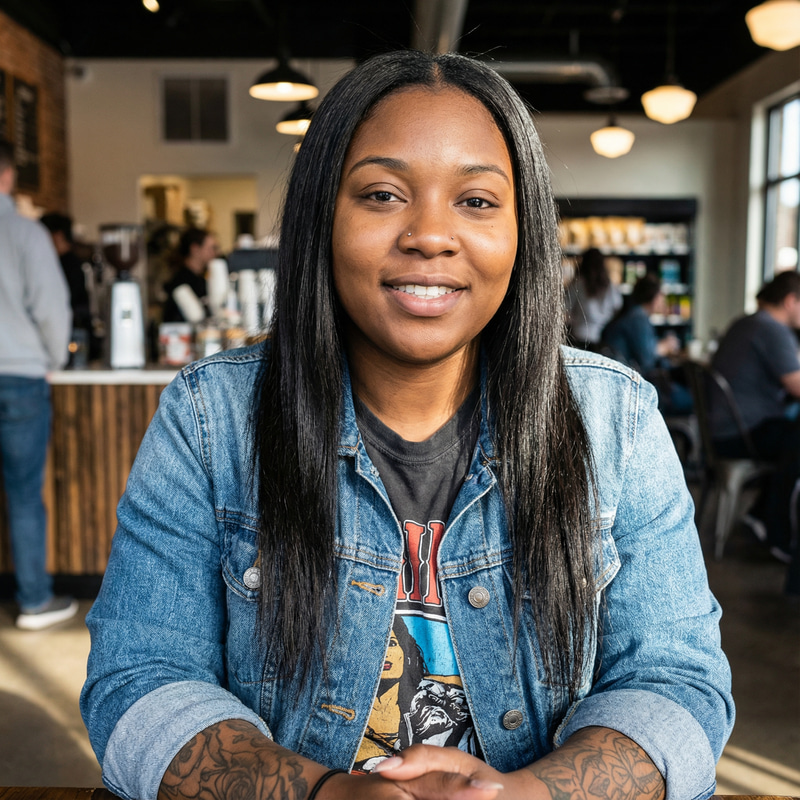 19-Year-Old Black Woman with Tattoos & Nose Piercing