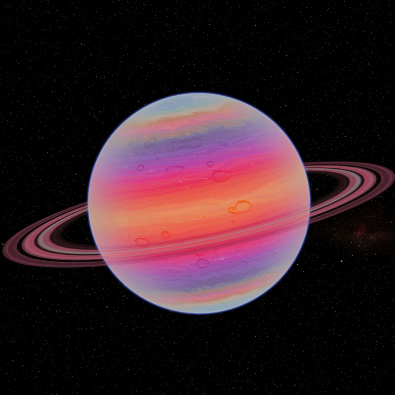 Colorful Planet in Space with Craters and Belt
