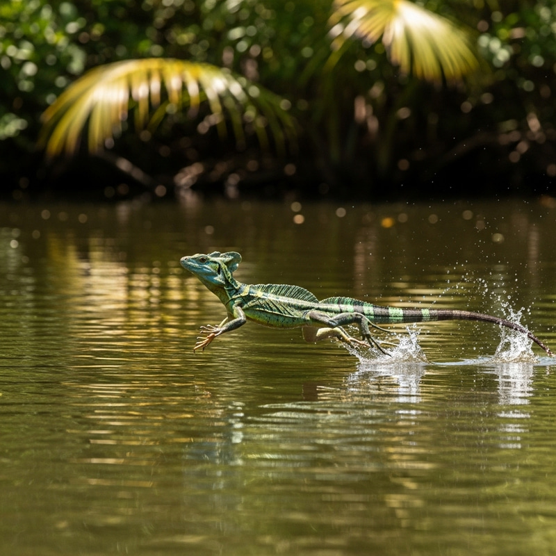 Realistic 8K Basilisk Lizard Running on Water Realistic 8K Basilisk Lizard Running on Water