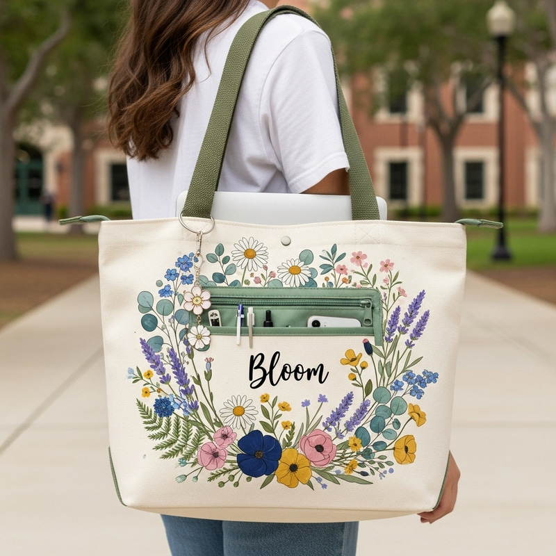 Aesthetic Floral Tote Bags for College Girls Aesthetic Floral Tote Bags for College Girls