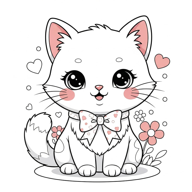 Kawaii Cat Coloring Pages for Fun Kawaii Cat Coloring Pages for Fun