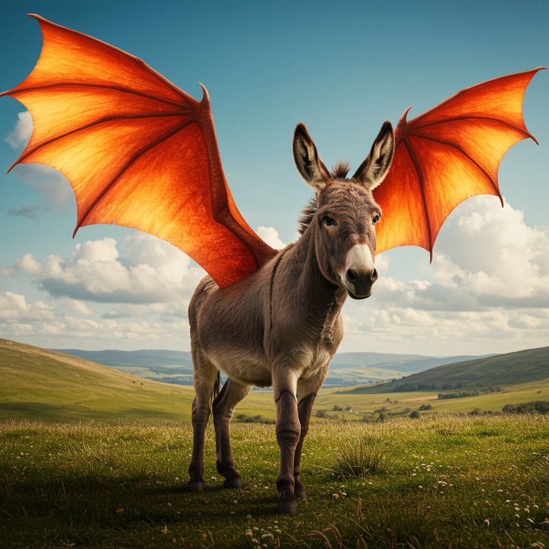 Dragon-Winged Donkey: A Unique Fantasy Creature Dragon-Winged Donkey: A Unique Fantasy Creature