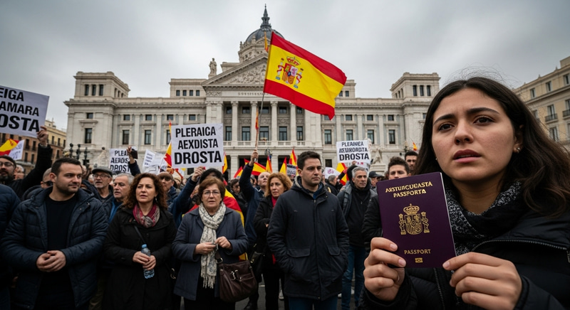 Spanish Parliament Amidst Protesters