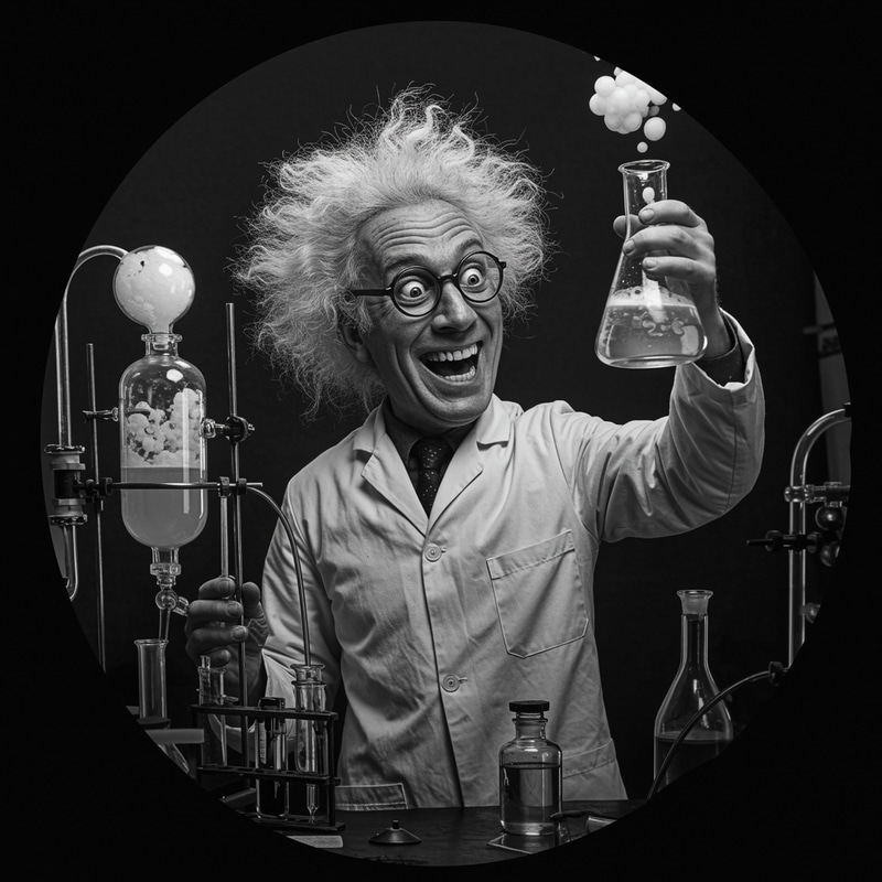 Dot-Style Crazy Scientist: Pixel Art Masterpiece Dot-Style Crazy Scientist: Pixel Art Masterpiece