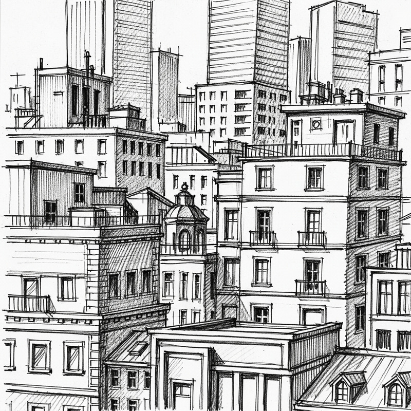 Hand Drawn Sketch with Prominent Pencil Strokes Hand Drawn Sketch with Prominent Pencil Strokes