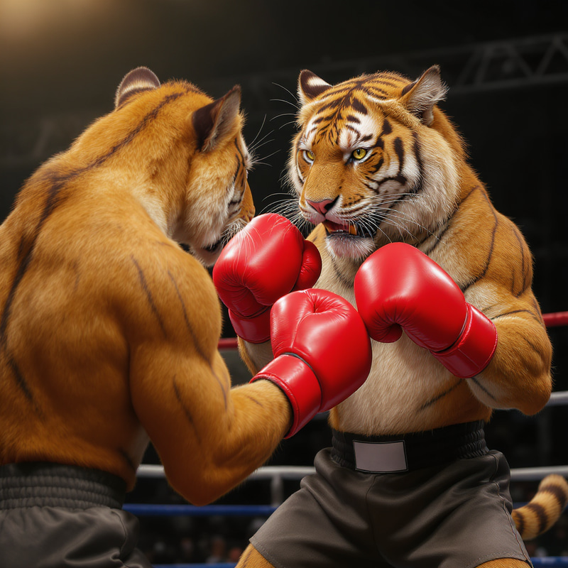 Fierce Tiger Boxing in 3D Style Fierce Tiger Boxing in 3D Style