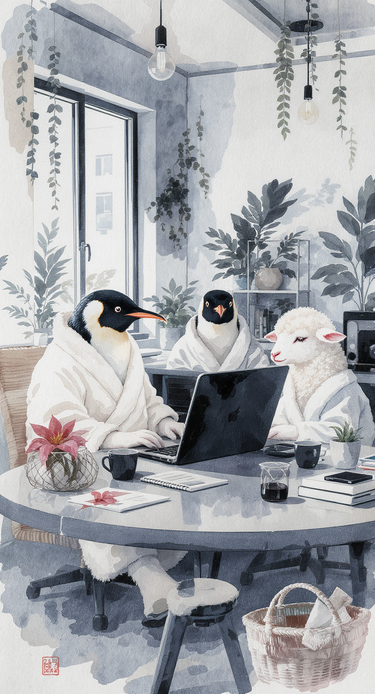 Penguins and Lambs in Coworking Space Art Penguins and Lambs in Coworking Space Art
