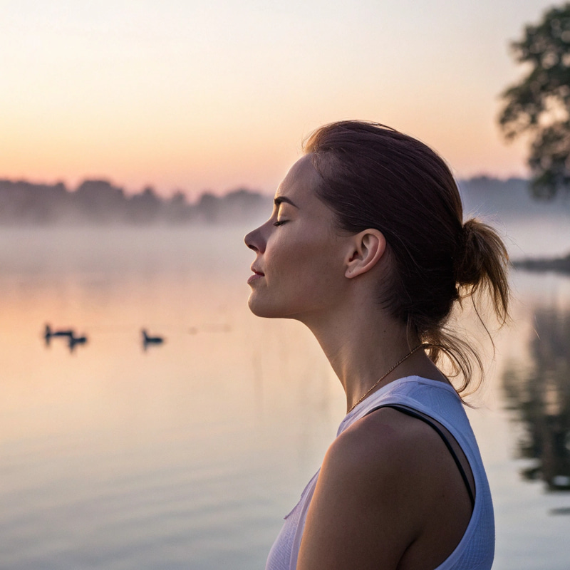 Serene Woman Meditating at Dawn | Spa Art Serene Woman Meditating at Dawn | Spa Art