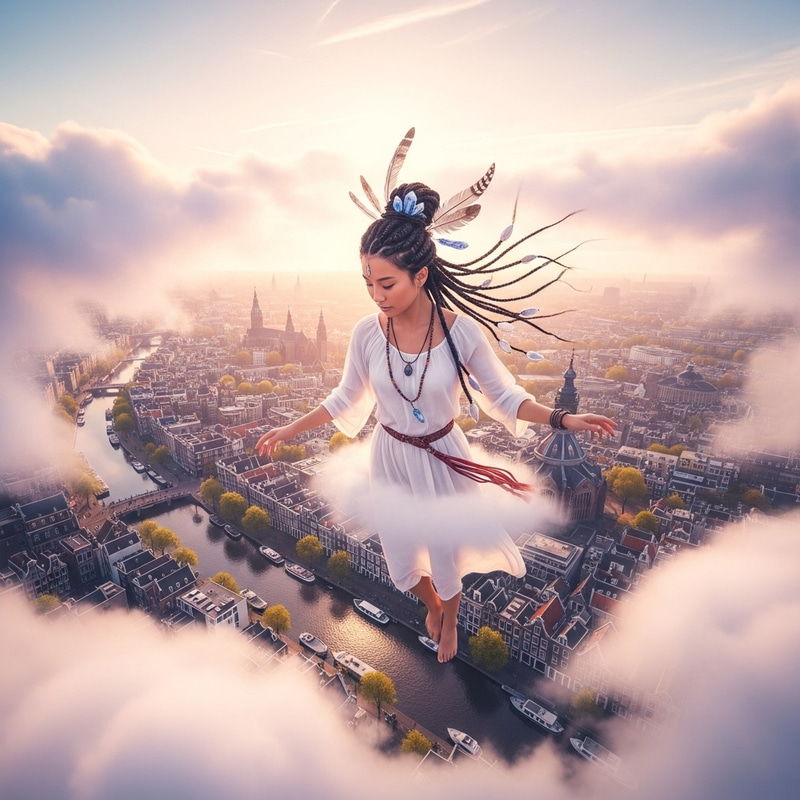 Spiritual World Traveler Over Amsterdam Clouds Spiritual World Traveler Over Amsterdam Clouds