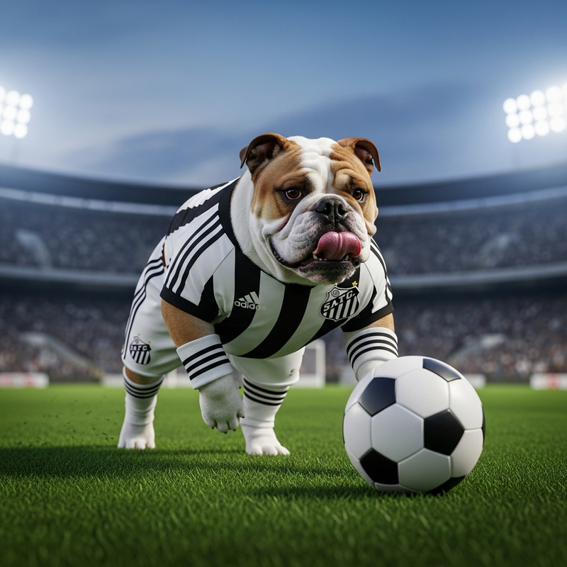 Bulldog Soccer Player in Santos Uniform