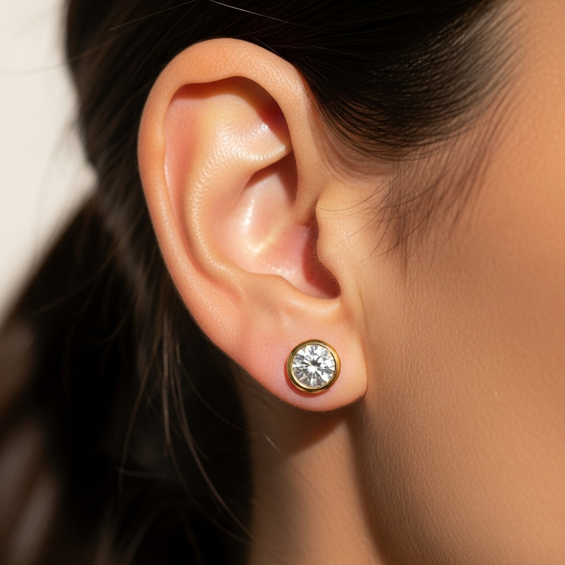 Stunning 1 Carat Diamond Earstuds in Yellow Gold