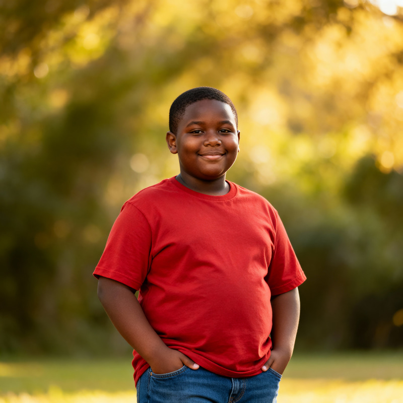 Charming Portrait of a Plump Black Boy
