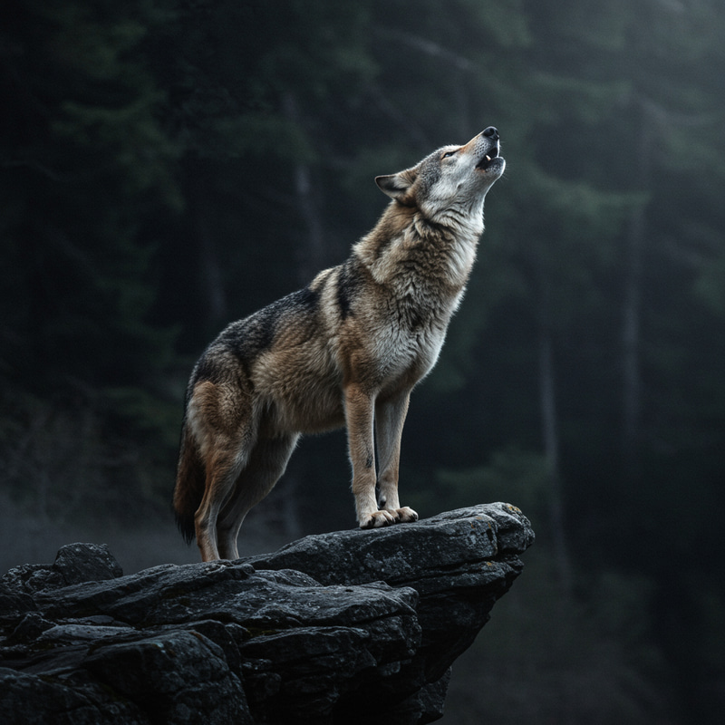 Dramatic Wolf Howling at the Moon | Chiaroscuro Art Dramatic Wolf Howling at the Moon | Chiaroscuro Art