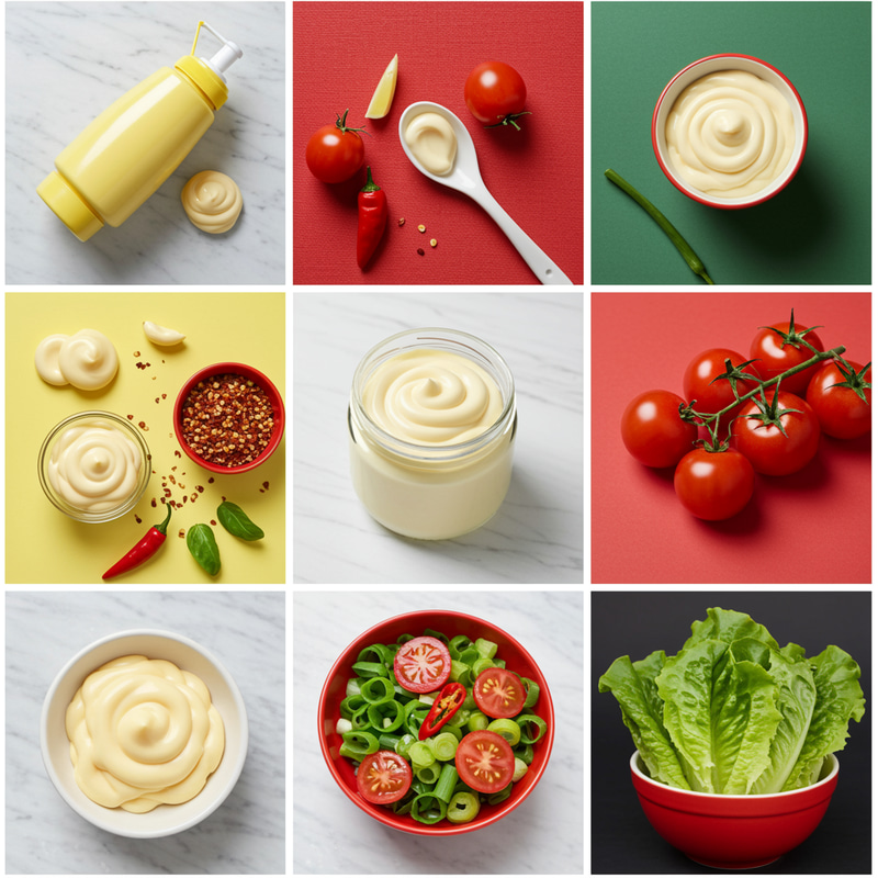 Yellow, Red, and Green Mayonnaise Moodboard Yellow, Red, and Green Mayonnaise Moodboard