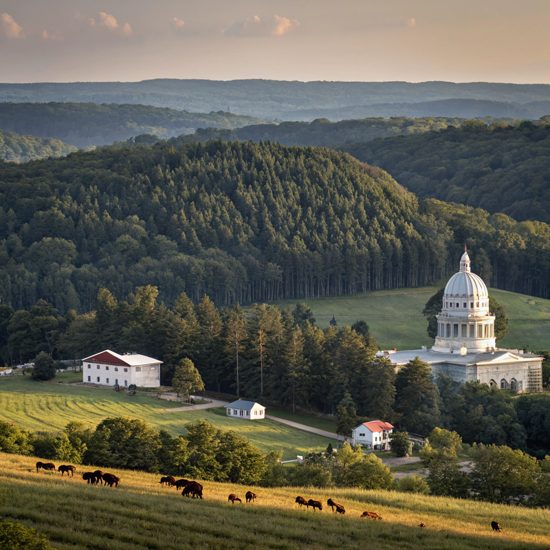 Scenic Landscape: Forest, Farm & Capitol Building Scenic Landscape: Forest, Farm & Capitol Building