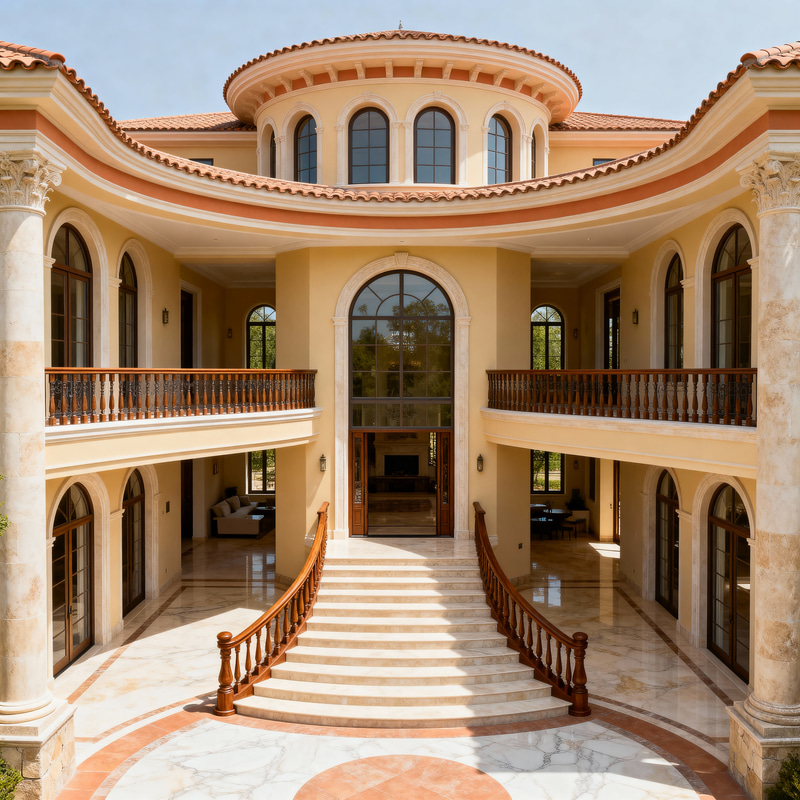 Elegant Medium-Sized Mansion Design with Balconies