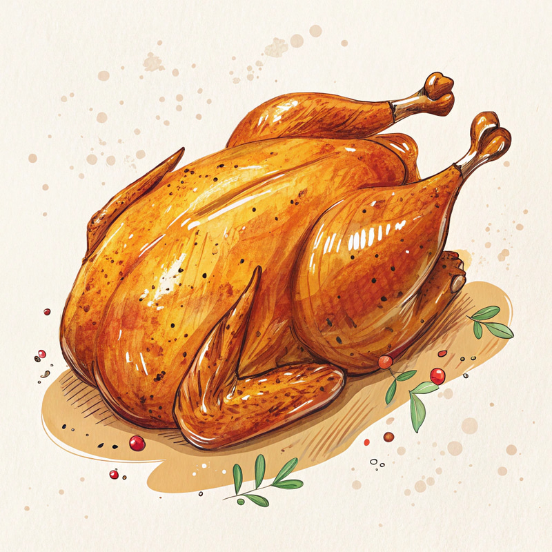 Artistic Roasted Chicken Illustration Artistic Roasted Chicken Illustration