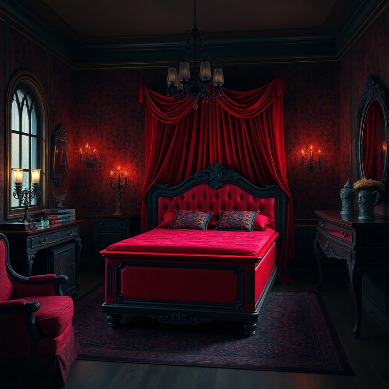 Gothic Coffin Bed: Elegant Horror Decor Gothic Coffin Bed: Elegant Horror Decor