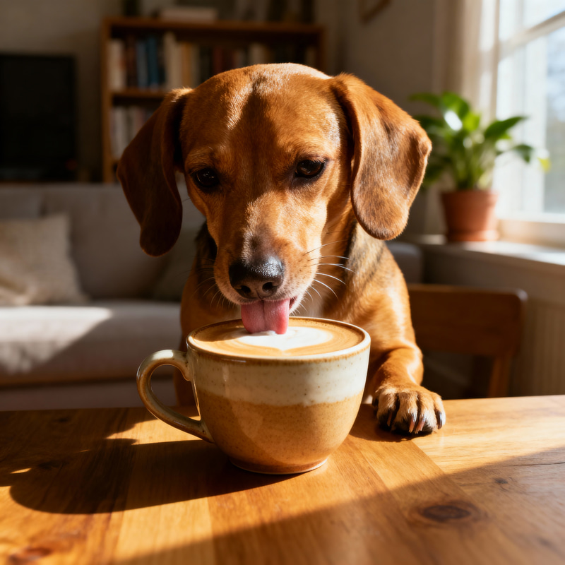Adorable Dog Enjoying Coffee Adorable Dog Enjoying Coffee