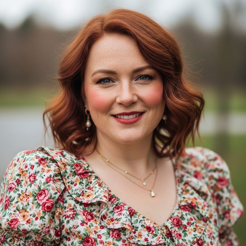 Chubby 52 Year Old Pale Redhead Woman Portrait
