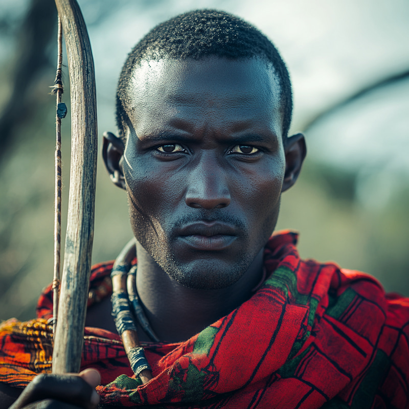 African Man Holding a Bow and Arrow