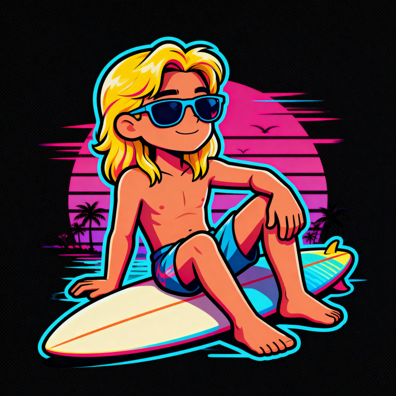 Vibin Animated Mascot: Chill Surfer Vibes