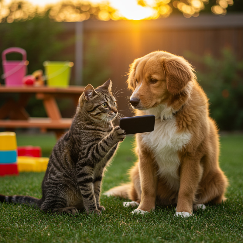 Pets Planning a Selfie Together | Cute Cat and Dog