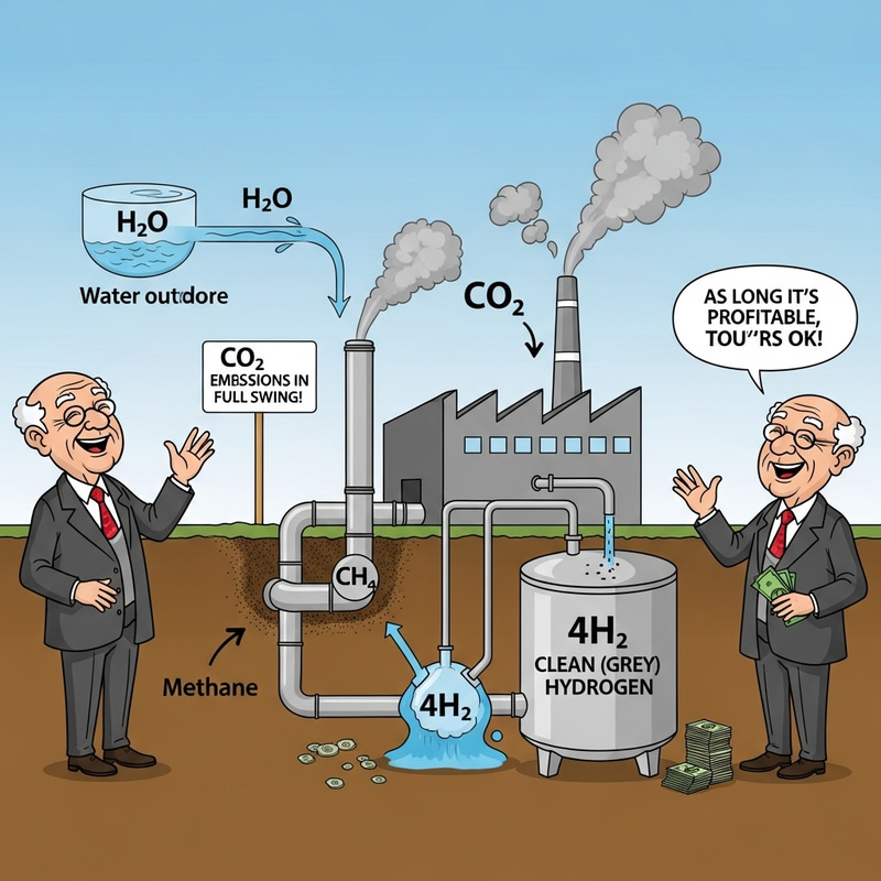 Satirical Art of Grey Hydrogen Production