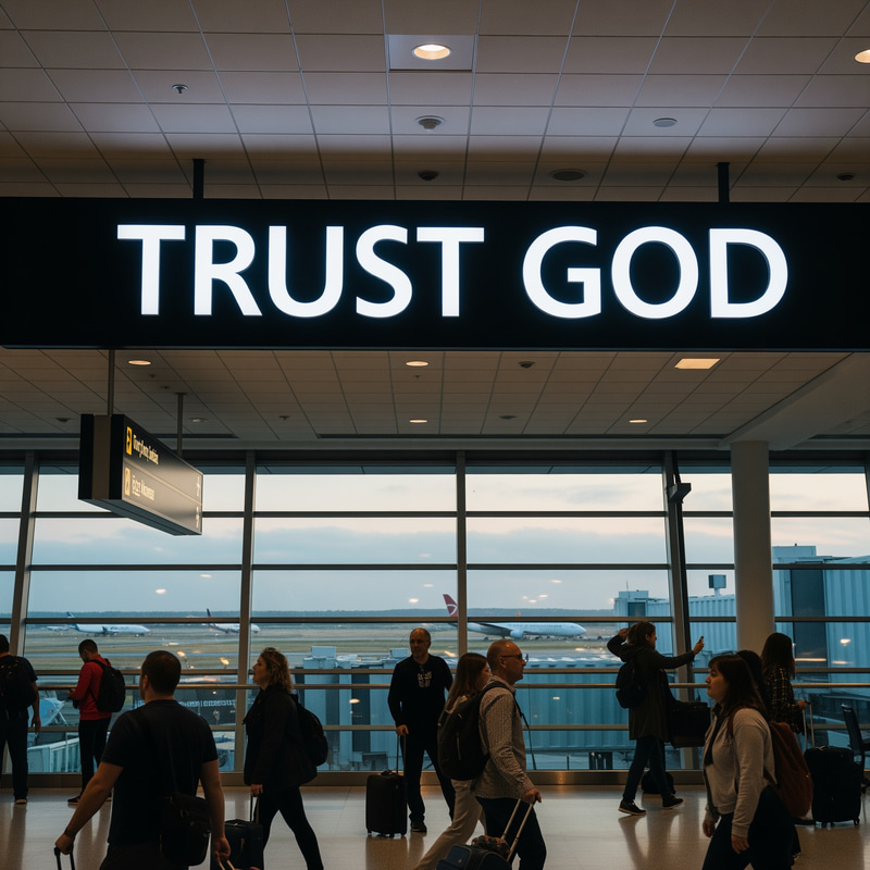 Trust God: Inspirational Airport Sign