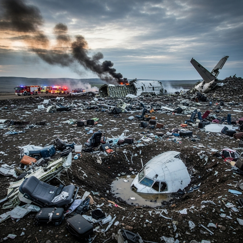 Large Plane Crash Site with Debris Overview Large Plane Crash Site with Debris Overview