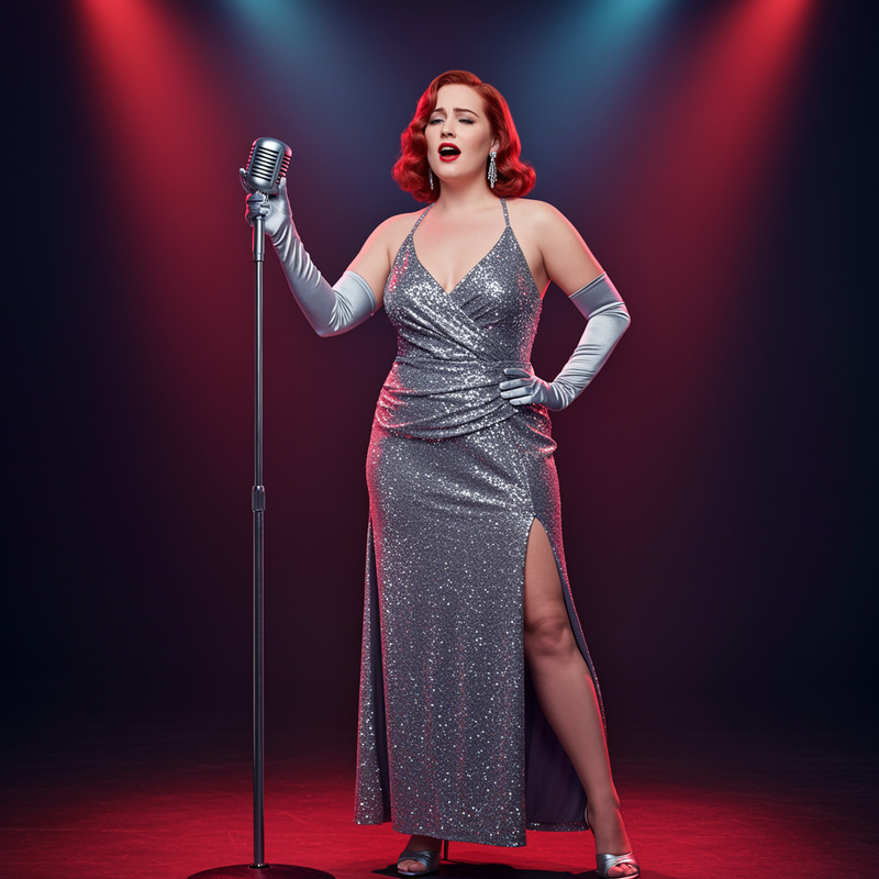 Vintage Glamour: Curvy Supermodel at Nightclub Vintage Glamour: Curvy Supermodel at Nightclub