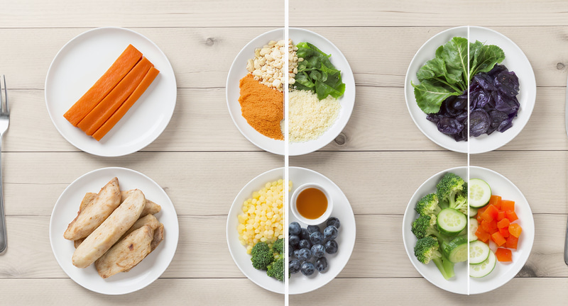 Colorful Healthy Plates for Balanced Diet