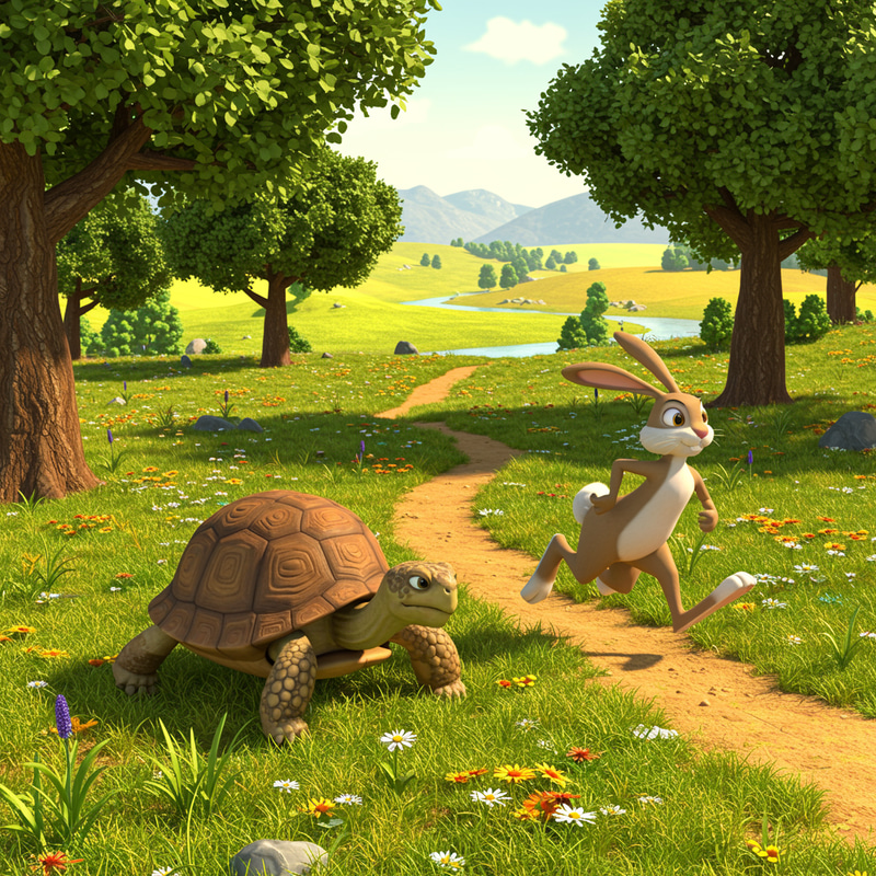 3D Turtle and Rabbit Story - Creative Animation