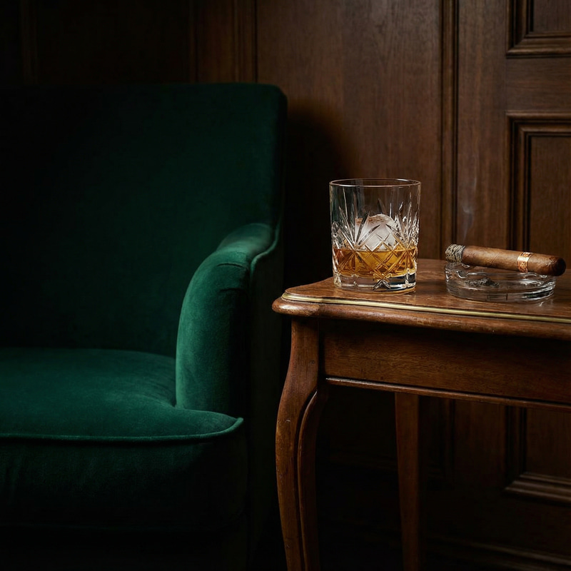 Elegant Bourbon and Cigar Setup