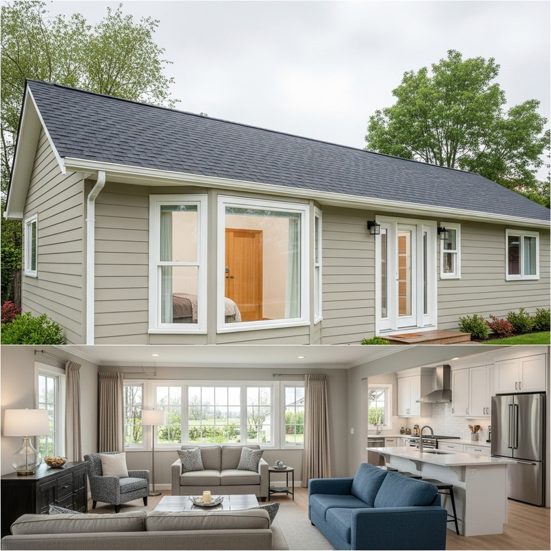 Single-Story House with 2 Bedrooms and Open Kitchen Single-Story House with 2 Bedrooms and Open Kitchen