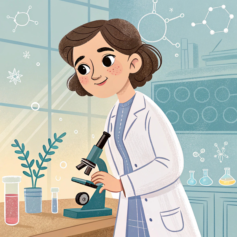 Disney Pixar Style Illustration of Rosalind Franklin Disney Pixar Style Illustration of Rosalind Franklin