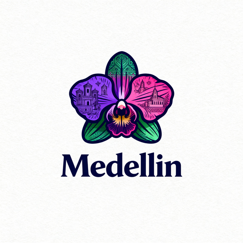 Colorful Medellin Orchid Logo Design Colorful Medellin Orchid Logo Design