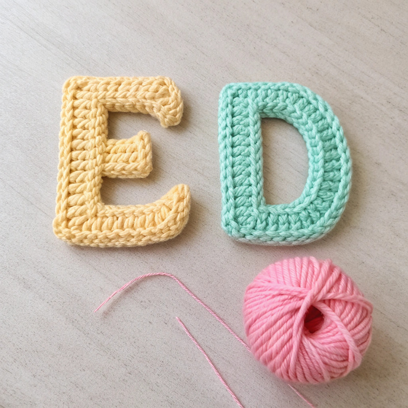 Crochet Letters E and D with Yarn Crochet Letters E and D with Yarn
