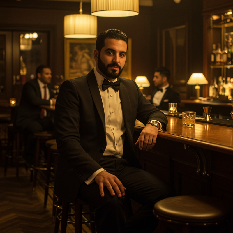 Moroccan Man in Tuxedo at the Bar Moroccan Man in Tuxedo at the Bar