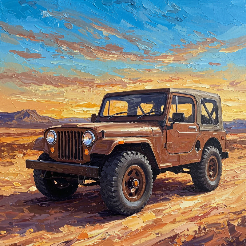 Oil Paint Jeep Art - Unique Automotive Artwork Oil Paint Jeep Art - Unique Automotive Artwork