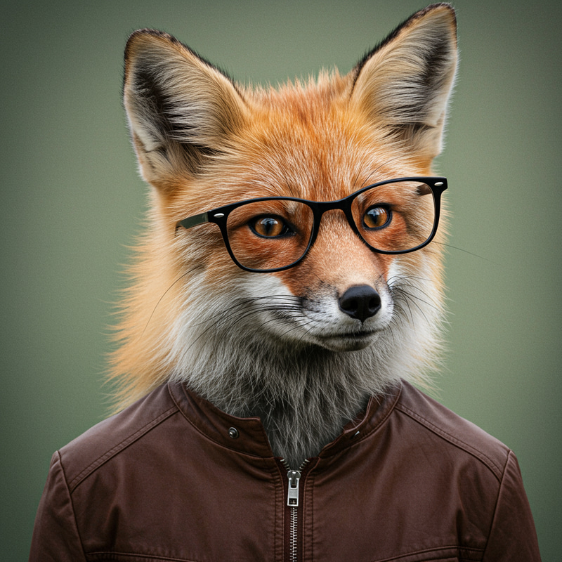 Trendy Fox in Glasses and Jacket Trendy Fox in Glasses and Jacket